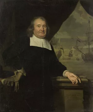 Portrait of a captain or ship-owner by Michiel Van Musscher Oil Painting