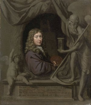 Self-Portrait by Michiel Van Musscher Oil Painting