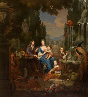 The Artist and his Family by Michiel Van Musscher Oil Painting
