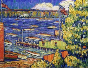 River Scene also known as A Flotilla on the Hudson by Middleton Manigault - Oil Painting Reproduction