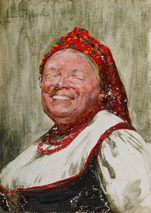Laughing Woman by Mieczyslaw Reyzner Oil Painting