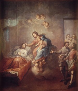 The Conversion of Saint Ignatius Loyola by Miguel Cabrera Oil Painting