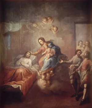 The Conversion of Saint Ignatius Loyola by Miguel Cabrera Oil Painting