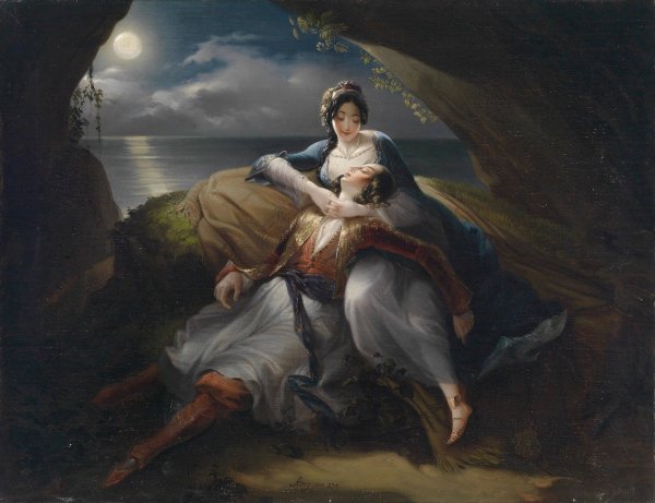 Angelika und Medor by Mihael Stroj - Hand-Painted Oil Painting Reproduction