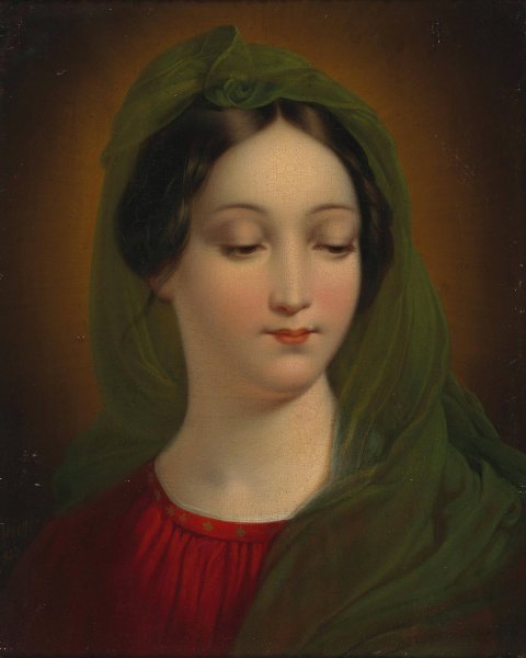 Portrait of the Madonna by Mihael Stroj - Hand-Painted Oil Painting Reproduction