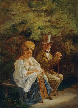 Der alte Hagestolz Der alte Junggeselle by Mihaly Zichy Oil Painting