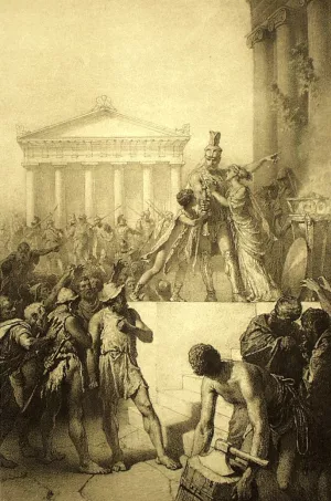 Illustration to Imre Madach's The Tragedy of Man: In Athens (Scene 5) painting by Mihaly Zichy