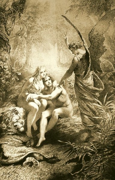 Main Product Photo of Illustration to Imre Madach's The Tragedy of Man: In the Paradise (Scene 2) Painting by Mihaly Zichy