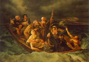 Lifeboat painting by Mihaly Zichy