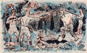 Soldaten houden een gravende man onder schot by Mihaly Biro Oil Painting