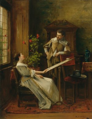 Flirt by Mihaly Munkacsy Oil Painting