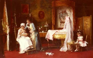 Maternal Happiness by Mihaly Munkacsy - Oil Painting Reproduction