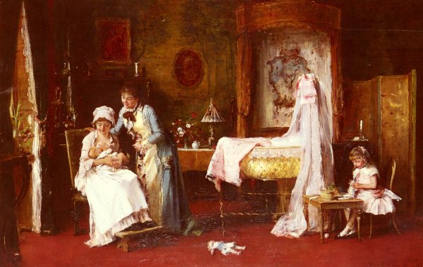 Main Product Photo of Maternal Happiness Painting by Mihaly Munkacsy