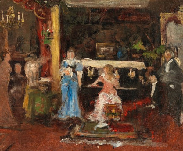 Musikabend im privaten Salon by Mihaly Munkacsy - Hand-Painted Oil Painting Reproduction
