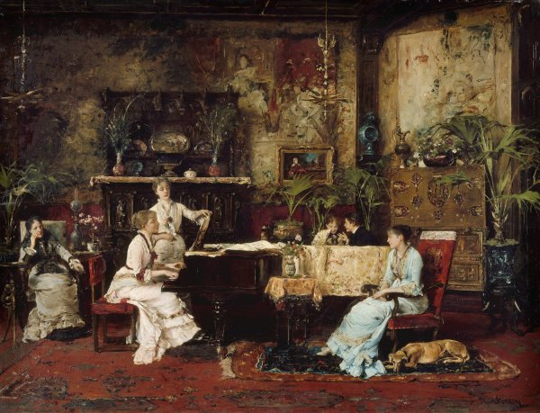 The Music Room  by Mihaly Munkacsy - Hand-Painted Oil Painting Reproduction