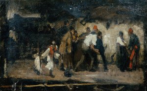 Ungarische Dorfszene by Mihaly Munkacsy Oil Painting