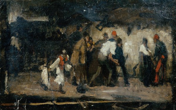 Ungarische Dorfszene by Mihaly Munkacsy - Hand-Painted Oil Painting Reproduction