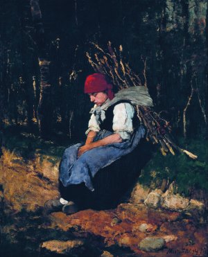 Woman Carrying Faggot by Mihaly Munkacsy Oil Painting