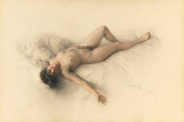 Reclining Nude  by Mikhail Viktorovich Rundaltsov - Hand-Painted Oil Painting Reproduction
