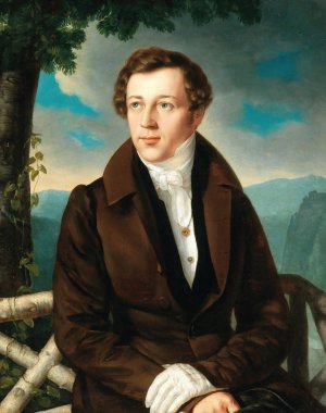 Portrait eines Herren vor einem Landschaftshintergrund by Miklos Barabas Oil Painting