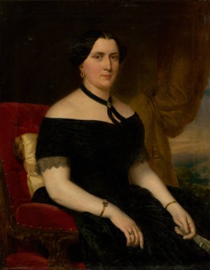 Portrait of a Woman in a Velvet Armchair by Miklos Barabas Oil Painting