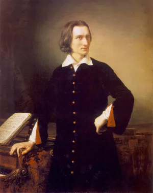 Portrait of Franz Liszt by Miklos Barabas Oil Painting