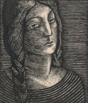Head Of A Woman With Long Braids by Mikulas Galanda Oil Painting