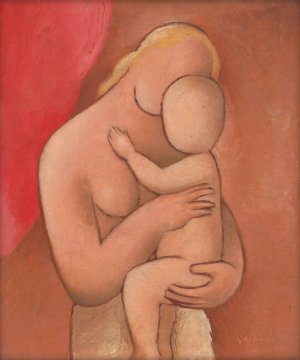 Mother with Child by Mikulas Galanda Oil Painting