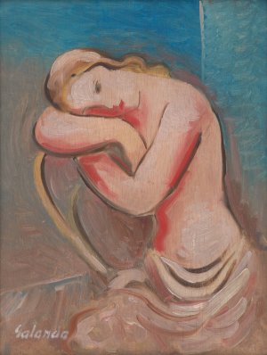 Seated Model by Mikulas Galanda Oil Painting