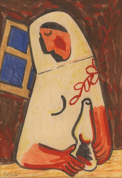 Sitting Woman  by Mikulas Galanda - Hand-Painted Oil Painting Reproduction