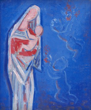 Standing Madonna with an Angel by Mikulas Galanda Oil Painting