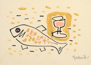 Still Life with Fish by Mikulas Galanda Oil Painting