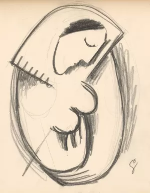 Study of a woman with a bowed head by Mikulas Galanda Oil Painting