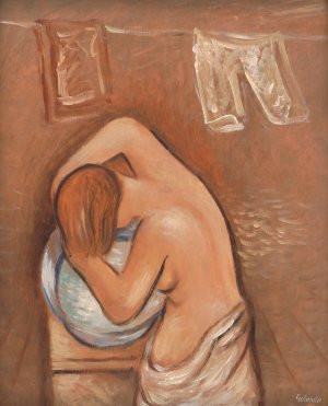 Washing Hair by Mikulas Galanda Oil Painting