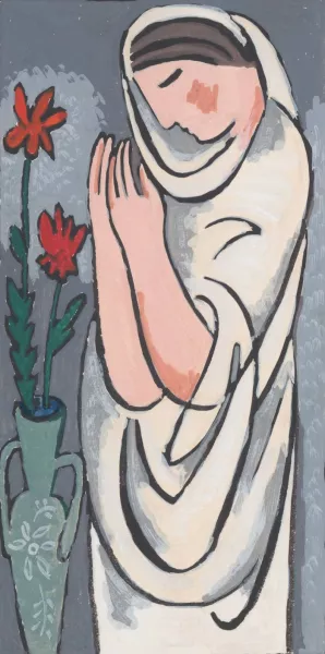 Woman and Flower by Mikulas Galanda Oil Painting