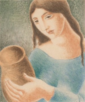 Woman With A Vase by Mikulas Galanda Oil Painting