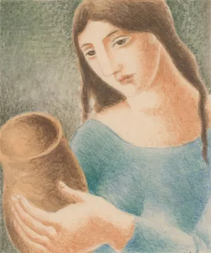 Woman With A Vase by Mikulas Galanda Oil Painting