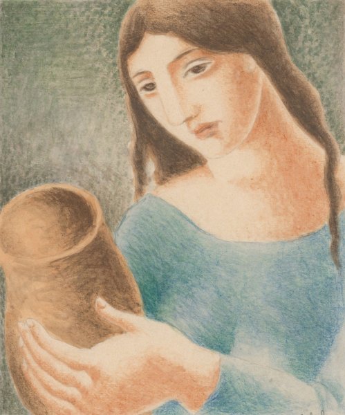 Main Product Photo of Woman With A Vase  Painting by Mikulas Galanda