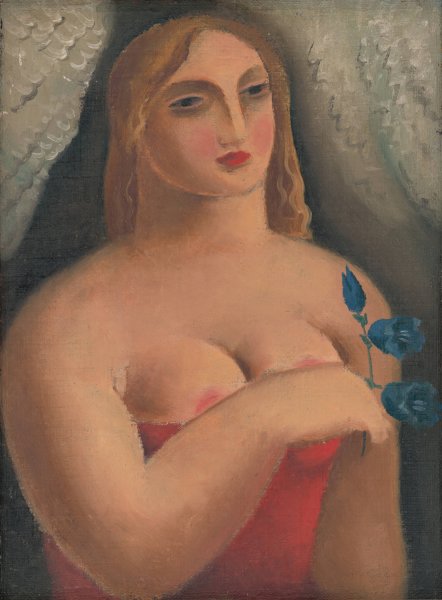 Woman With Bellflowers  by Mikulas Galanda - Hand-Painted Oil Painting Reproduction