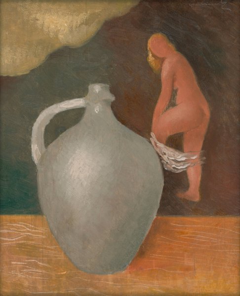 Main Product Photo of Woman with Jar  Painting by Mikulas Galanda
