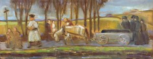 Funeral by Milan Thomka Mitrovsky Oil Painting