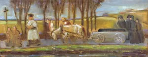 Funeral by Milan Thomka Mitrovsky Oil Painting