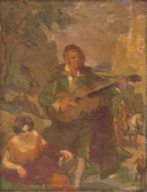 Guitarist by Milan Thomka Mitrovsky Oil Painting