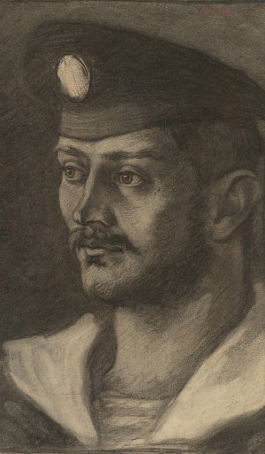 Portrait Head Study of a Sailor by Milan Thomka Mitrovsky Oil Painting