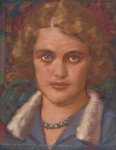 Main Product Photo of Portrait of a Girl with Beads  Painting by Milan Thomka Mitrovsky