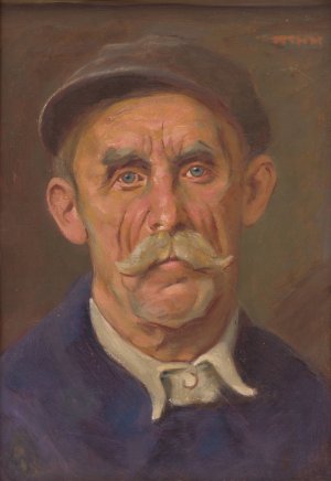 Portrait of a Worker by Milan Thomka Mitrovsky Oil Painting