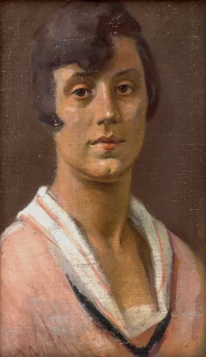 Portrait of a Young Woman by Milan Thomka Mitrovsky Oil Painting