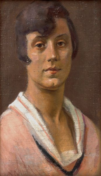 Portrait of a Young Woman  by Milan Thomka Mitrovsky - Hand-Painted Oil Painting Reproduction