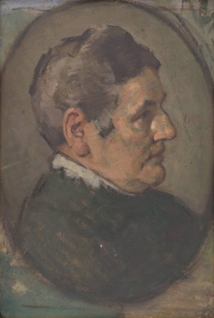 Portrait Study - Oval by Milan Thomka Mitrovsky Oil Painting
