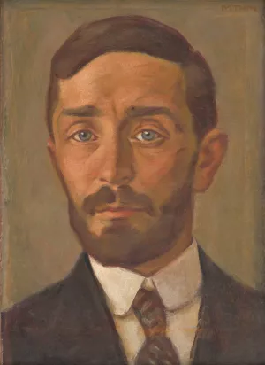 Self-Portrait by Milan Thomka Mitrovsky Oil Painting